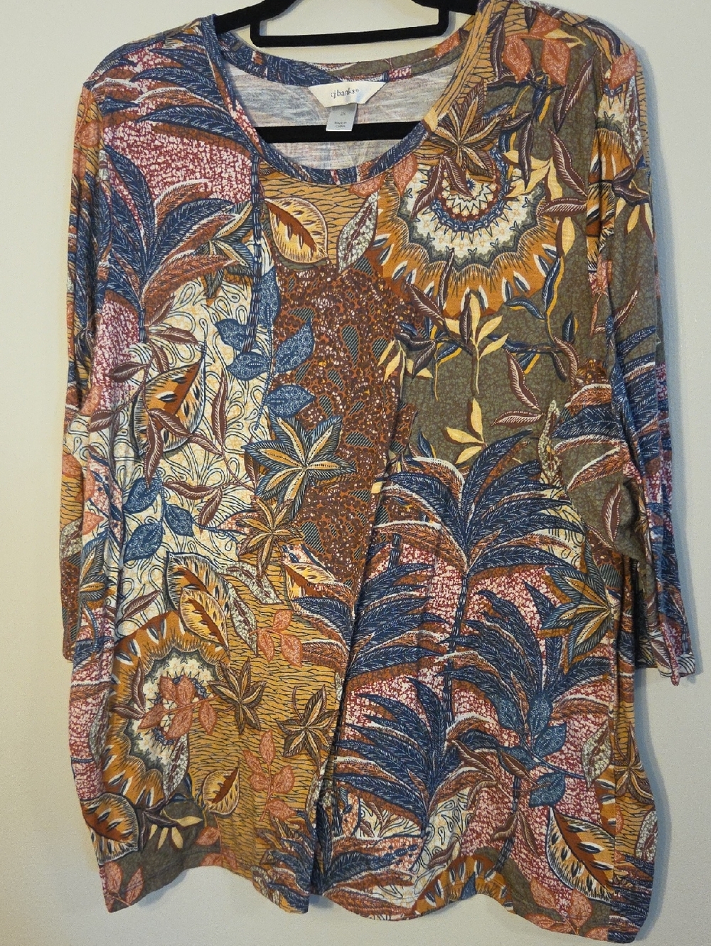 CJ Banks Multi-Color Floral Patchwork Tunic